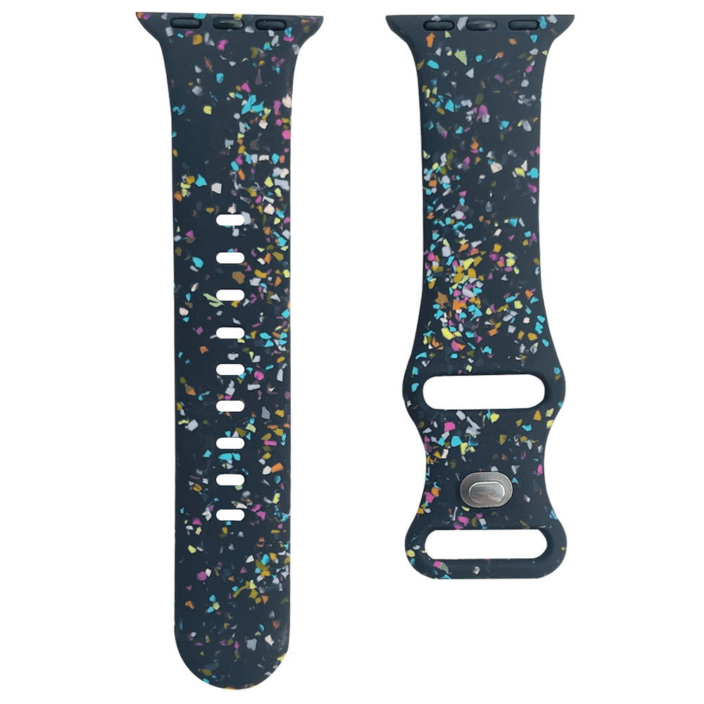 Silicone Watch Band for Apple Watch Series 9 8 7 41mm SE (2023) SE (2022) 6 5 4 SE 40mm 3 2 1 38mm 8-shaped Buckle Pattern Strap Silicone Watch Band for Apple Watch Series 9 8 7 41mm SE (2023) SE (2022) 6 5 4 SE 40mm 3 2 1 38mm 8-shaped Buckle Pattern Strap